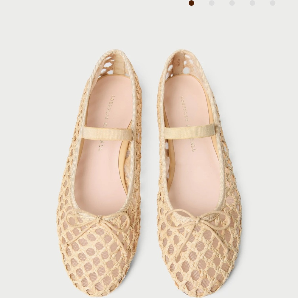 Loeffler Randall Beige Crochet Mary Jane Flats